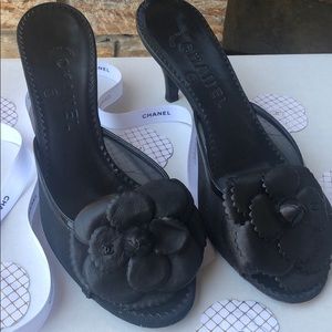 Authentic Chanel Black Sandals